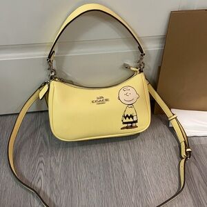 Coach Yellow Shoulder Bag with Character Design
